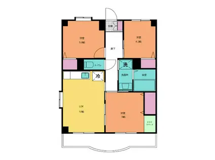 カディス5(3LDK/3階)の間取り写真
