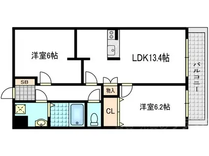 NUKUMORI桂川南(2LDK/1階)の間取り写真