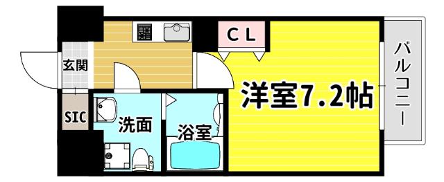 アドバンス大阪ルーチェ(1K/8階)の間取り写真