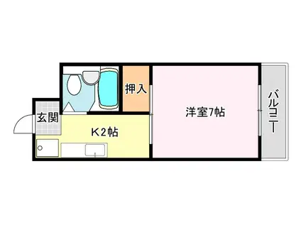 上笠東ハイツ(1K/2階)の間取り写真