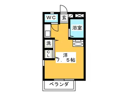 コーポ相田A(ワンルーム/2階)の間取り写真