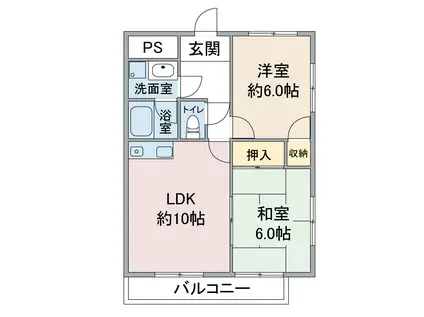 メゾン憧旛(2LDK/3階)の間取り写真