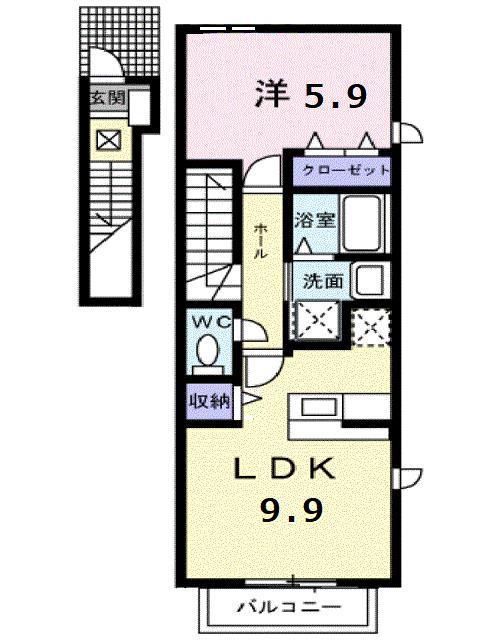 プロムナード夢街(1LDK/2階)の間取り写真