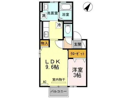 D-ROOM平和台(1LDK/2階)の間取り写真