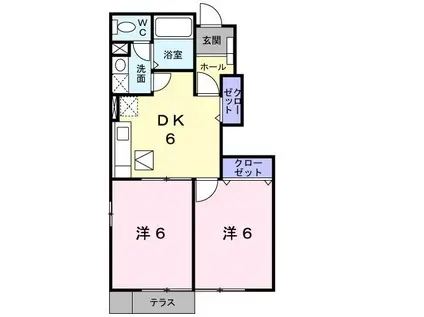 エターナルカーサA(2DK/1階)の間取り写真