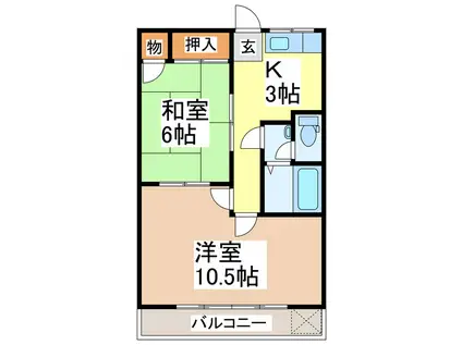 駅前ビル(2K/4階)の間取り写真