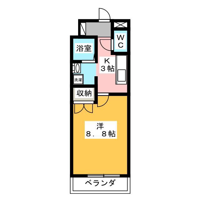 リヴスペースW(1K/4階)の間取り写真