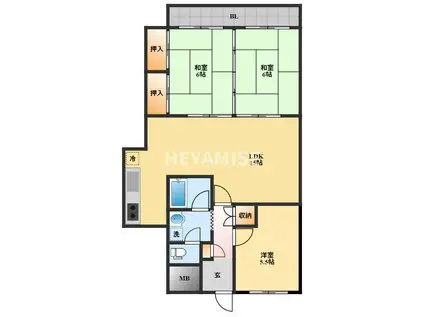 トーカンマンション滑石(3LDK/1階)の間取り写真