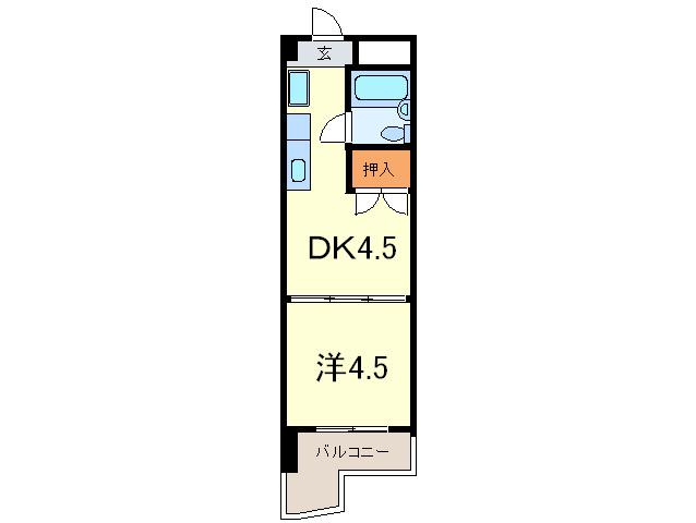 ルナメゾン芦屋(1DK/3階)の間取り写真