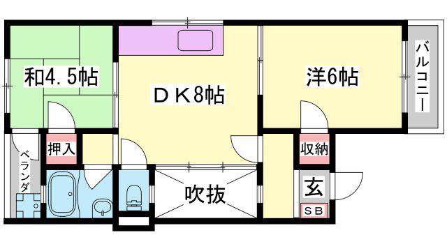 アーバン城見(2DK/1階)の間取り写真