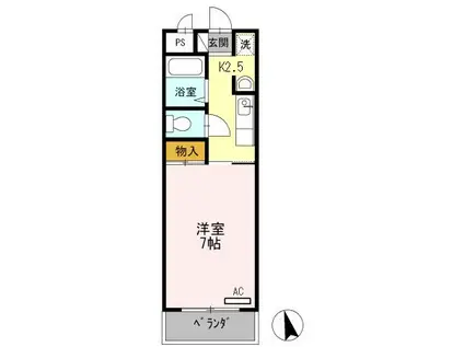 サニーウェル新石切(1K/1階)の間取り写真