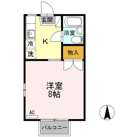 第2メールブルー(1K/2階)の間取り写真