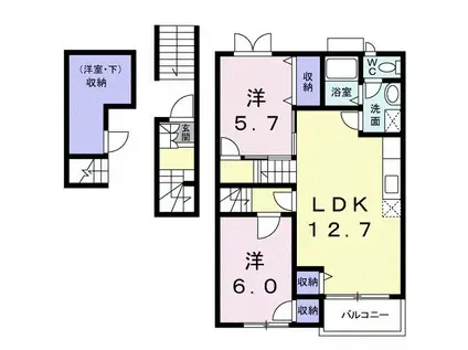 レフィナード(2LDK/2階)の間取り写真