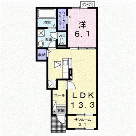 ヴィ・メゾン西軽井沢B(1LDK/1階)の間取り写真