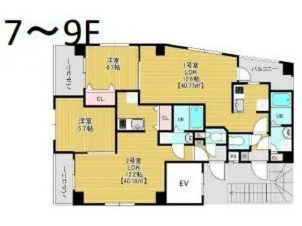 メゾン ド シエルVIII(1LDK/7階)の間取り写真