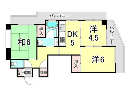 サンヴィラ中山手(3DK/2階)の間取り写真