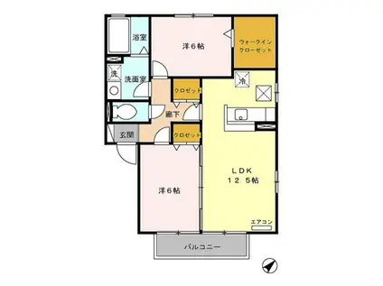 ヴィアレットIII(2LDK/1階)の間取り写真