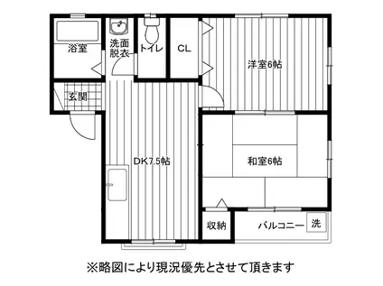 リバティコート(2DK/2階)の間取り写真