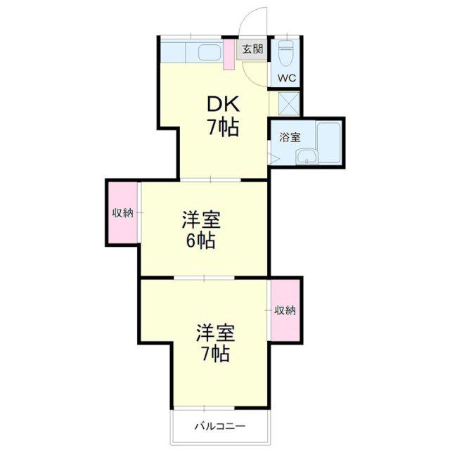 掛川ハイツA(2DK/1階)の間取り写真
