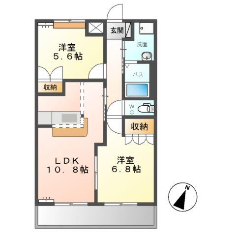 ルミナス・ビアン(2LDK/2階)の間取り写真