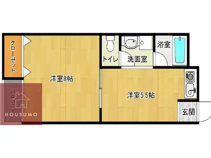 ローレル三番館(1DK/1階)の間取り写真