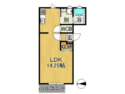 クリエートハウス(ワンルーム/2階)の間取り写真