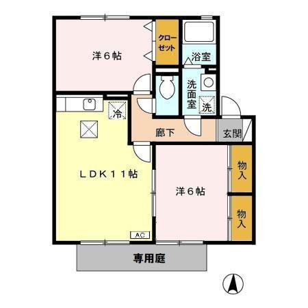エスポワール(2LDK/1階)の間取り写真