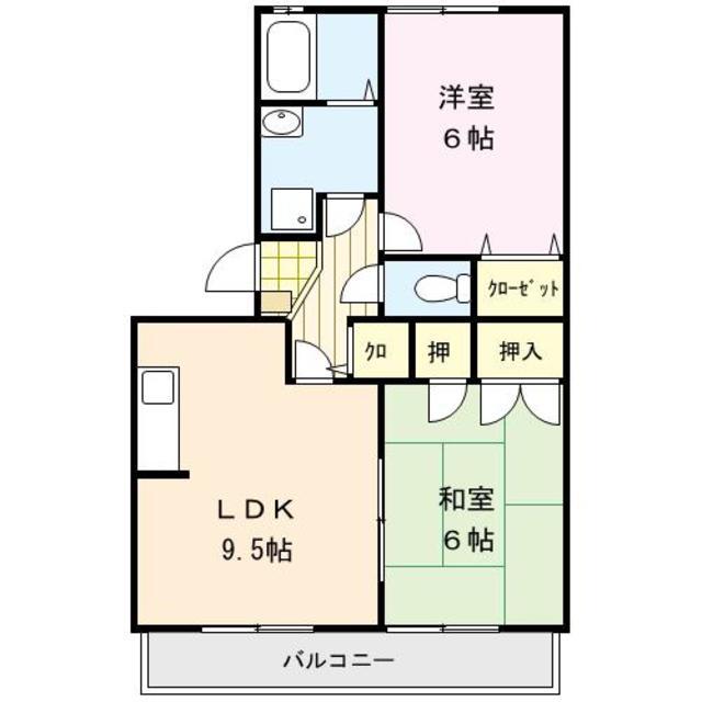 シャンポール(2LDK/3階)の間取り写真