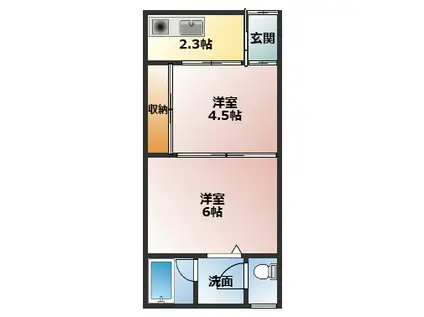 聖和荘(2K/2階)の間取り写真