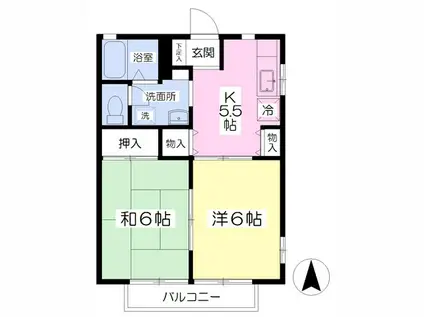 ブランシェ(2K/2階)の間取り写真