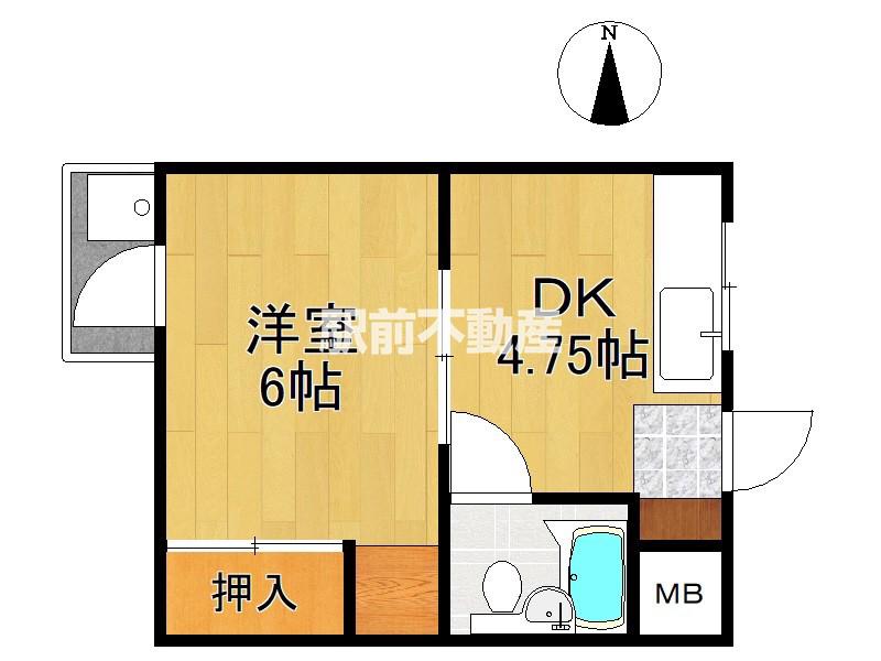 サタビル(1DK/2階)の間取り写真