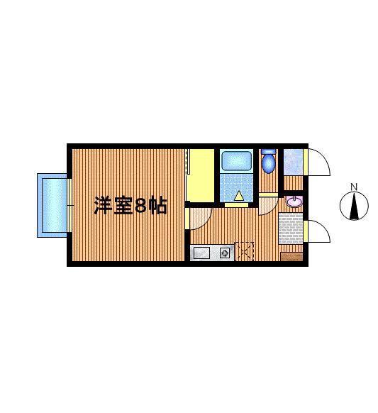コーポアプリコット(1K/2階)の間取り写真