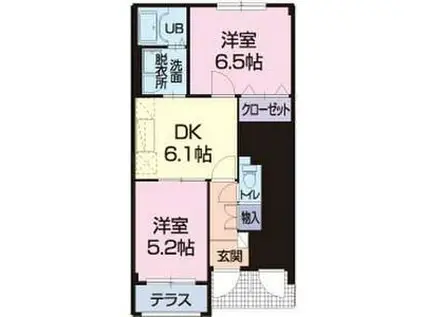 ニューアーバンA(2DK/1階)の間取り写真