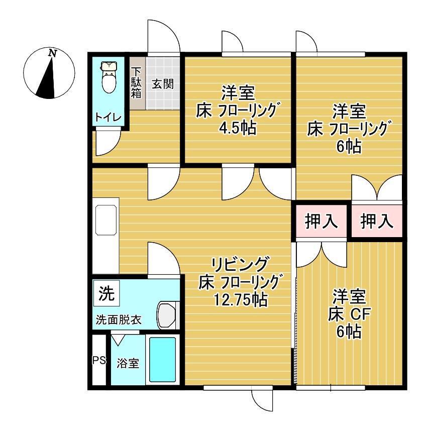 コーポ高栄(3LDK/2階)の間取り写真