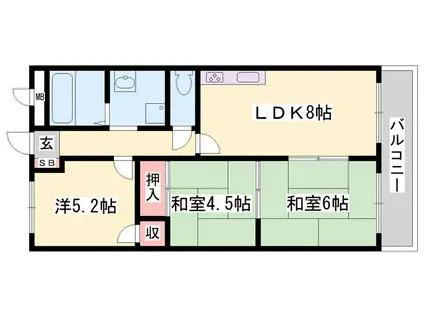リゾティ英賀保(3LDK/3階)の間取り写真