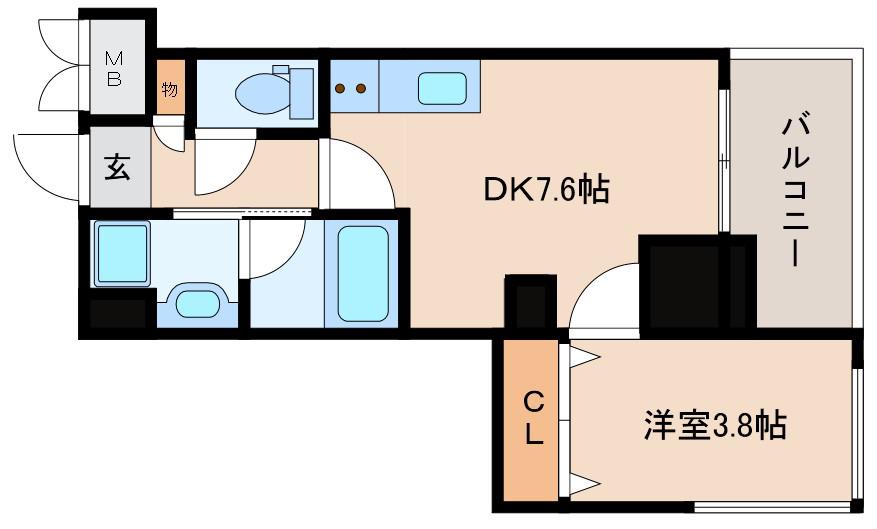 ORSUS新大阪(1DK/13階)の間取り写真