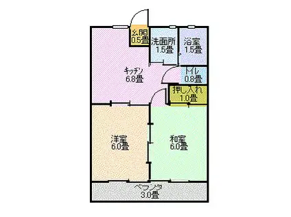 リバーイースト(2DK/1階)の間取り写真