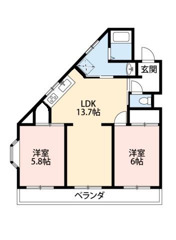 センチュリー重原(2LDK/2階)の間取り写真