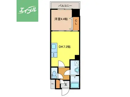 グラッチェ目覚(1DK/5階)の間取り写真