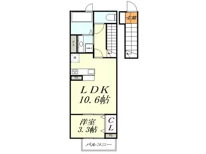 ソレアード(1LDK/2階)の間取り写真