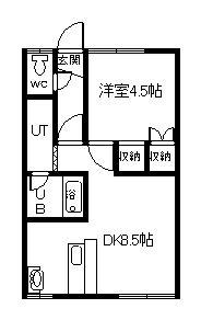 ワンダースリー(1DK/2階)の間取り写真