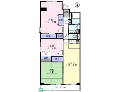 新松戸西パークハウスC棟 C(3LDK/8階)の間取り写真