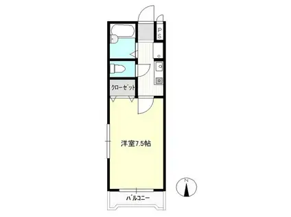 ウエストヒルズ野田D棟(1K/2階)の間取り写真