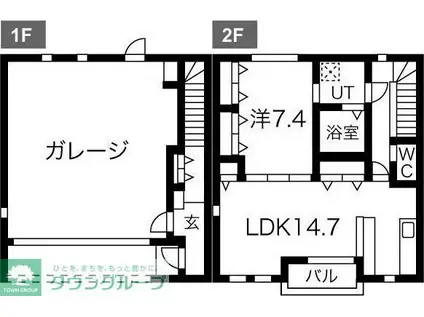 ガラージュ・ド・ルクス・みゆき(1LDK/2階)の間取り写真