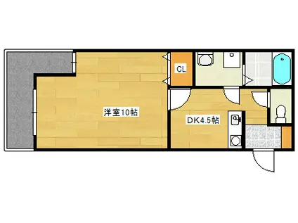 スリーエスアロー(1DK/1階)の間取り写真