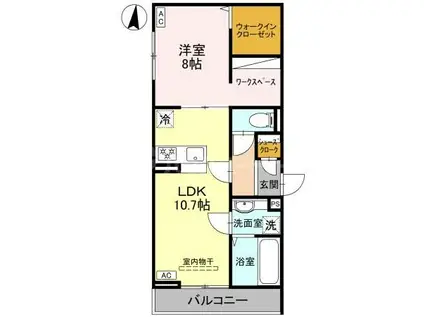 ルベルコートRUBER COURT(1LDK/2階)の間取り写真