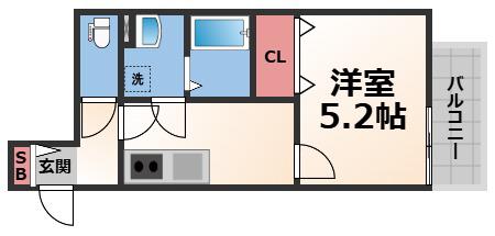クレアール八戸ノ里(1K/1階)の間取り写真