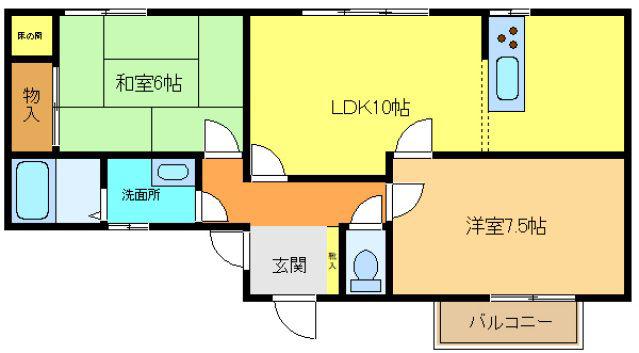 リヴェールIWAI(2LDK/3階)の間取り写真