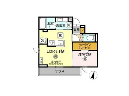 プラデーラ(1LDK/1階)の間取り写真