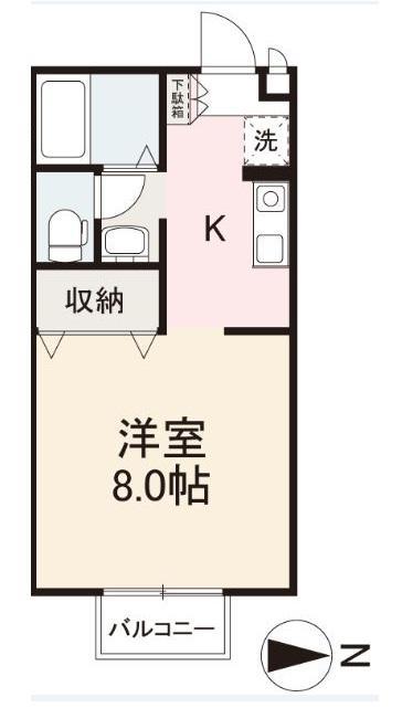 シャトルYUKI(1K/1階)の間取り写真